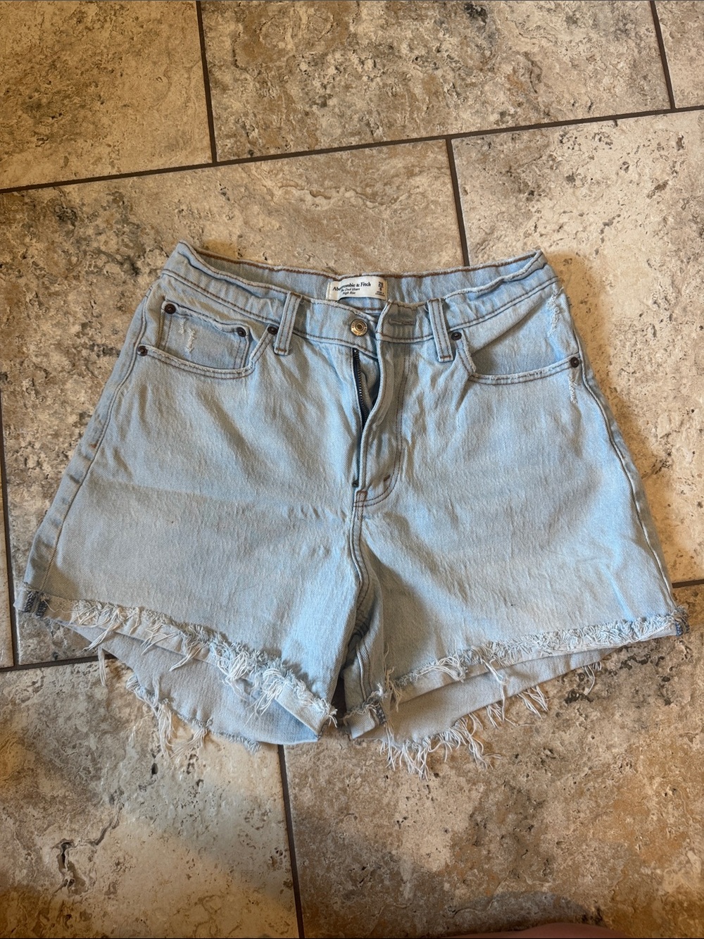 ABERCROMBIE light Blue Frayed Hem Women’s Denim Shorts